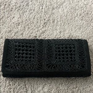 Excellent vintage black rattan clutch